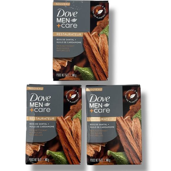 Dove MenCare Restore Sandalwood  Cardamom Oil Cleansing Bar 5 oz Lot of 3 - Picture 5 of 5